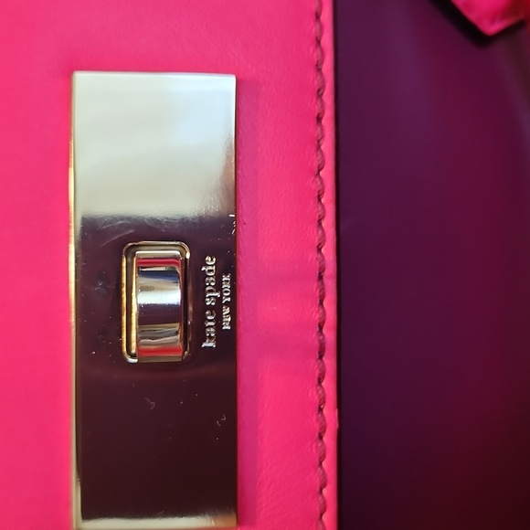 Like New Kate Spade Purple and Barbie Pink Satchel Crossbody Leather Bag - Picture 3 of 17